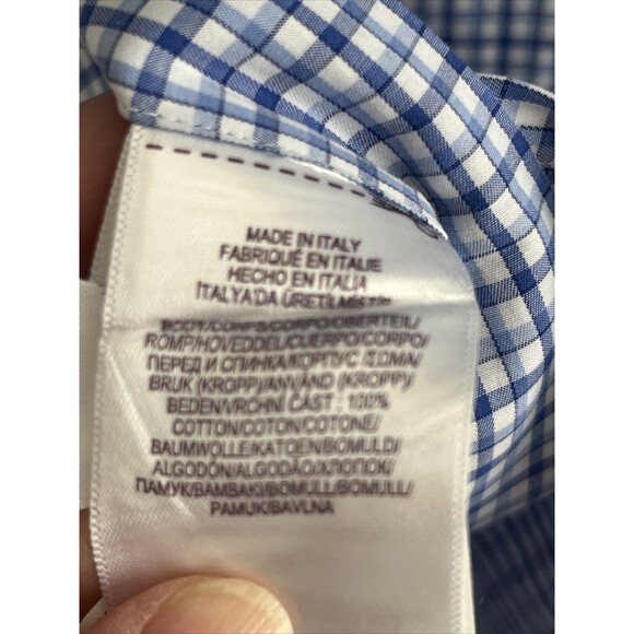 EUC Ralph Lauren Purple Label Shirt Mens Blue Check Button Sz 15.5 Italy - Picture 7 of 12